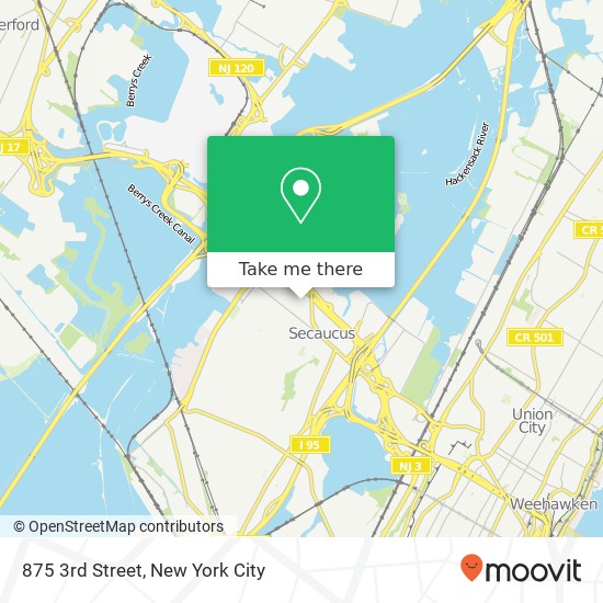 Mapa de 875 3rd Street, 875 3rd St, Secaucus, NJ 07094, USA