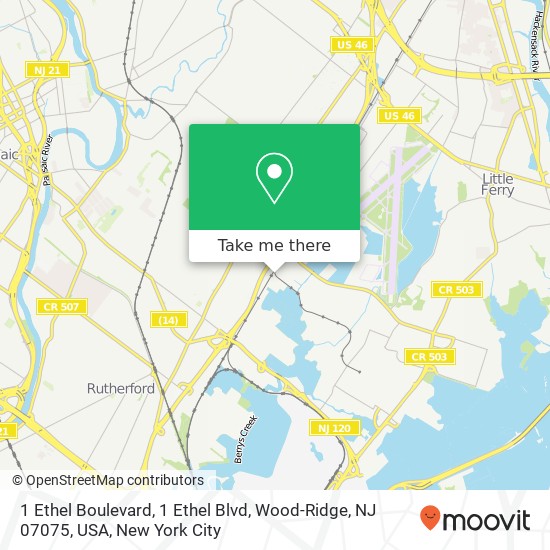 Mapa de 1 Ethel Boulevard, 1 Ethel Blvd, Wood-Ridge, NJ 07075, USA