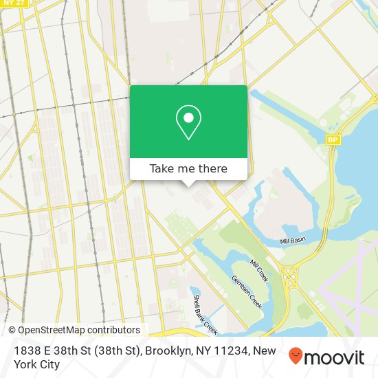 Mapa de 1838 E 38th St (38th St), Brooklyn, NY 11234