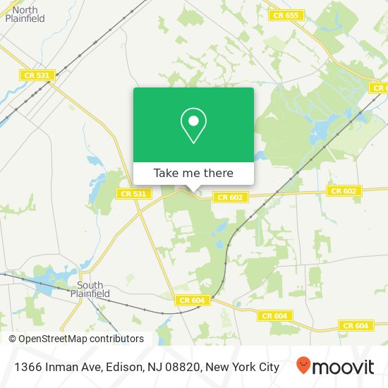 Mapa de 1366 Inman Ave, Edison, NJ 08820