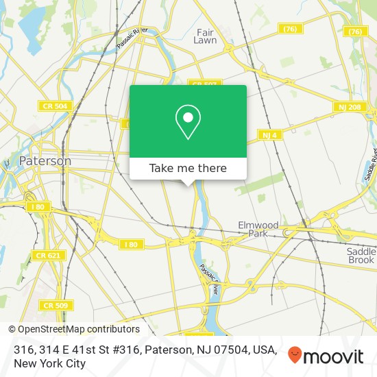 316, 314 E 41st St #316, Paterson, NJ 07504, USA map