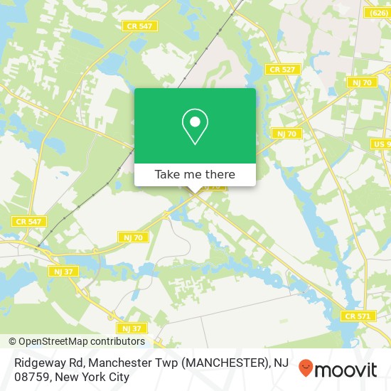 Mapa de Ridgeway Rd, Manchester Twp (MANCHESTER), NJ 08759