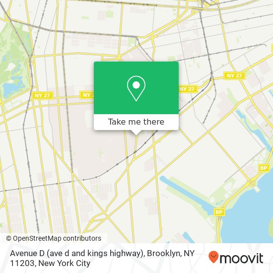 Mapa de Avenue D (ave d and kings highway), Brooklyn, NY 11203