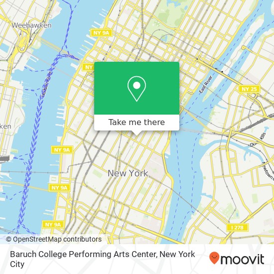 Mapa de Baruch College Performing Arts Center