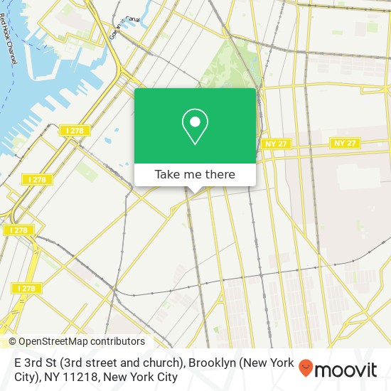Mapa de E 3rd St (3rd street and church), Brooklyn (New York City), NY 11218