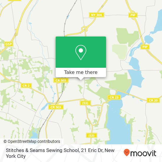 Mapa de Stitches & Seams Sewing School, 21 Eric Dr