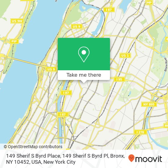 Mapa de 149 Sherif S Byrd Place, 149 Sherif S Byrd Pl, Bronx, NY 10452, USA
