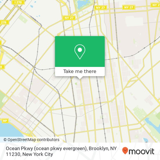 Mapa de Ocean Pkwy (ocean pkwy evergreen), Brooklyn, NY 11230