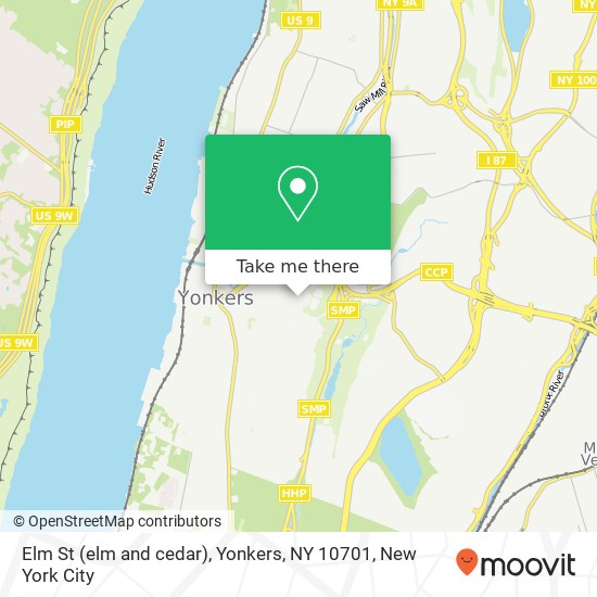 Mapa de Elm St (elm and cedar), Yonkers, NY 10701