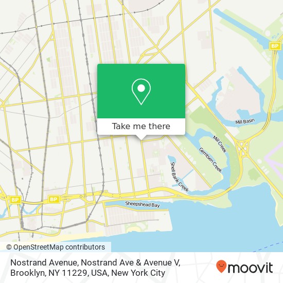 Mapa de Nostrand Avenue, Nostrand Ave & Avenue V, Brooklyn, NY 11229, USA