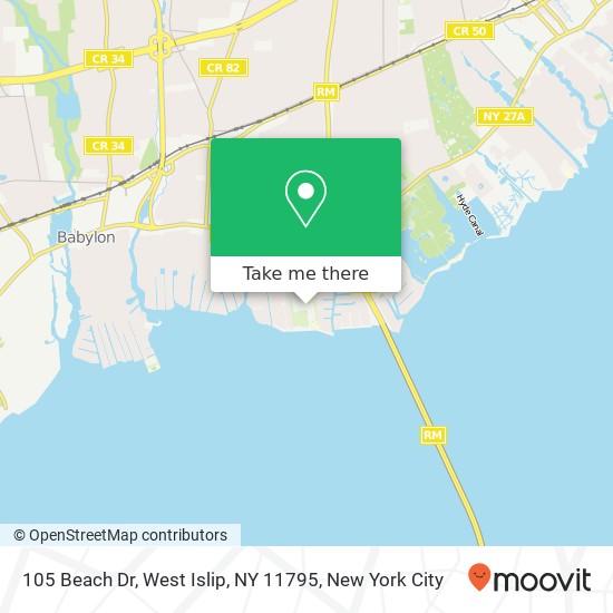 Mapa de 105 Beach Dr, West Islip, NY 11795