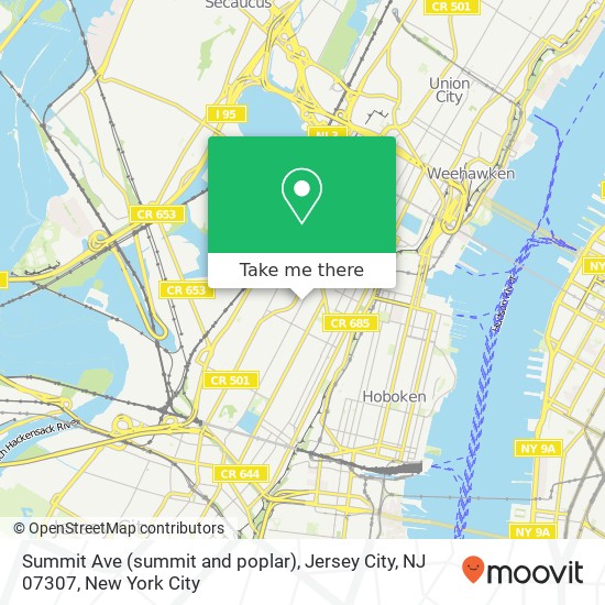 Summit Ave (summit and poplar), Jersey City, NJ 07307 map