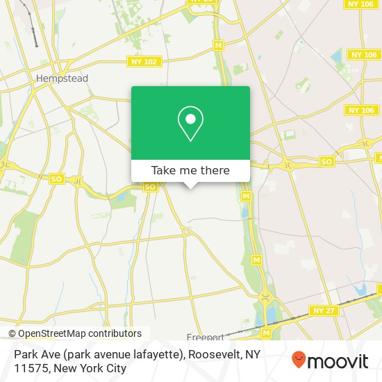 Mapa de Park Ave (park avenue lafayette), Roosevelt, NY 11575
