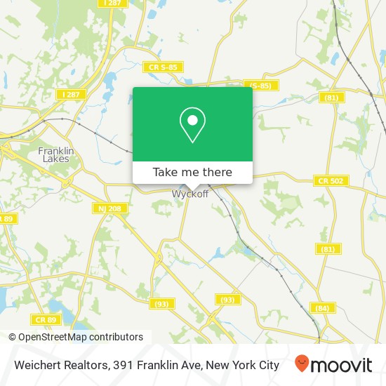 Mapa de Weichert Realtors, 391 Franklin Ave