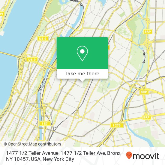 Mapa de 1477 1 / 2 Teller Avenue, 1477 1 / 2 Teller Ave, Bronx, NY 10457, USA