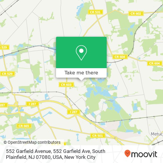 Mapa de 552 Garfield Avenue, 552 Garfield Ave, South Plainfield, NJ 07080, USA