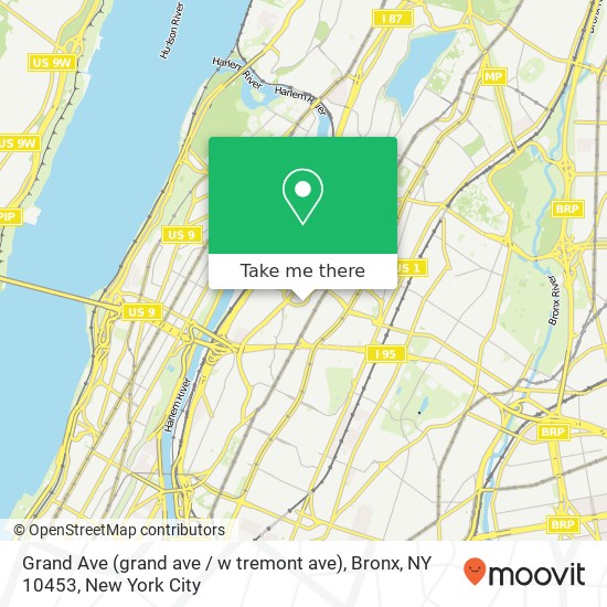 Mapa de Grand Ave (grand ave / w tremont ave), Bronx, NY 10453