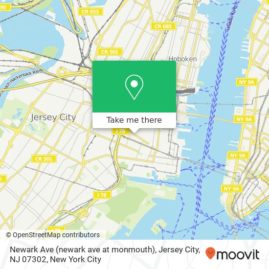 Mapa de Newark Ave (newark ave at monmouth), Jersey City, NJ 07302