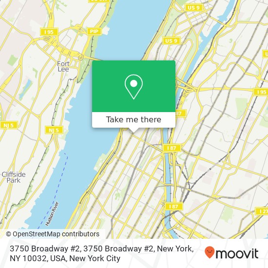 Mapa de 3750 Broadway #2, 3750 Broadway #2, New York, NY 10032, USA