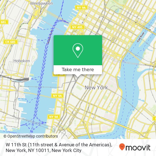 Mapa de W 11th St (11th street & Avenue of the Americas), New York, NY 10011