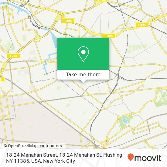 Mapa de 18-24 Menahan Street, 18-24 Menahan St, Flushing, NY 11385, USA