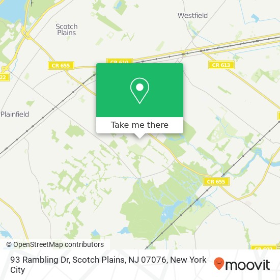 Mapa de 93 Rambling Dr, Scotch Plains, NJ 07076