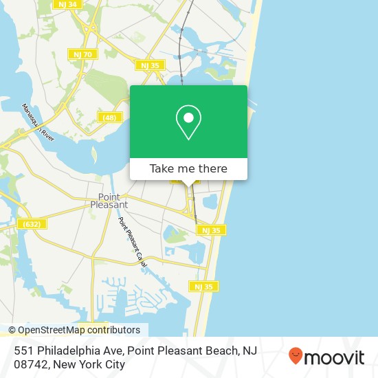 Mapa de 551 Philadelphia Ave, Point Pleasant Beach, NJ 08742
