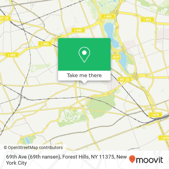 Mapa de 69th Ave (69th nansen), Forest Hills, NY 11375