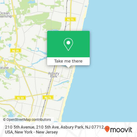 Mapa de 210 5th Avenue, 210 5th Ave, Asbury Park, NJ 07712, USA