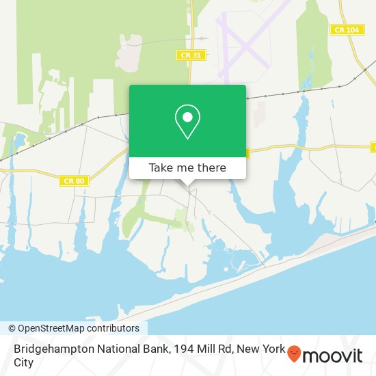 Mapa de Bridgehampton National Bank, 194 Mill Rd