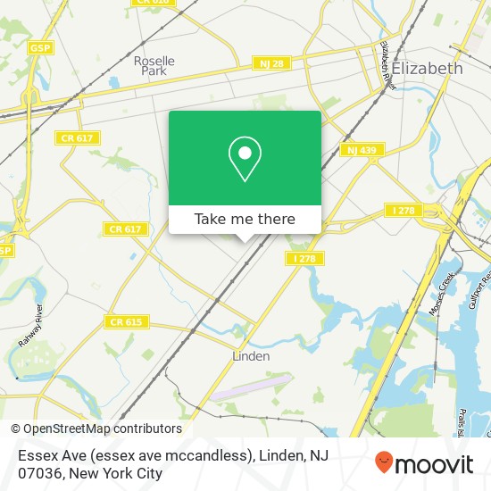 Mapa de Essex Ave (essex ave mccandless), Linden, NJ 07036