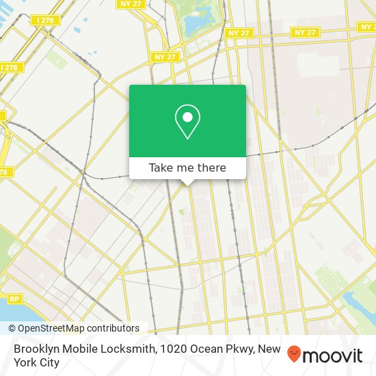 Mapa de Brooklyn Mobile Locksmith, 1020 Ocean Pkwy