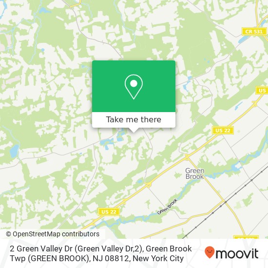 Mapa de 2 Green Valley Dr (Green Valley Dr,2), Green Brook Twp (GREEN BROOK), NJ 08812