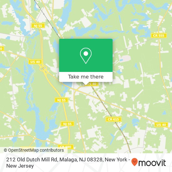 Mapa de 212 Old Dutch Mill Rd, Malaga, NJ 08328