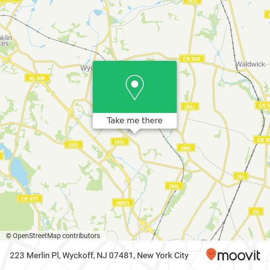 Mapa de 223 Merlin Pl, Wyckoff, NJ 07481