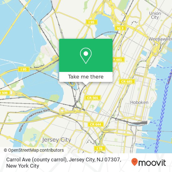 Carrol Ave (county carrol), Jersey City, NJ 07307 map