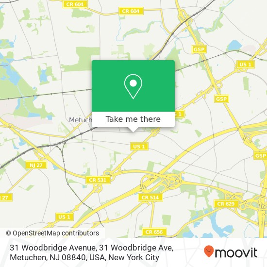 31 Woodbridge Avenue, 31 Woodbridge Ave, Metuchen, NJ 08840, USA map