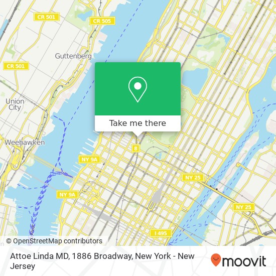 Mapa de Attoe Linda MD, 1886 Broadway