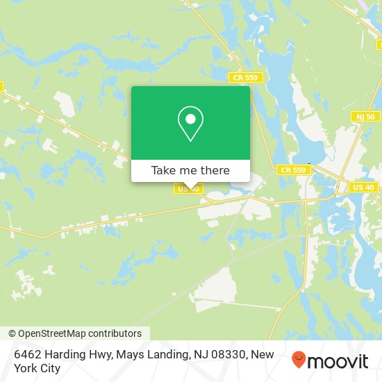 Mapa de 6462 Harding Hwy, Mays Landing, NJ 08330