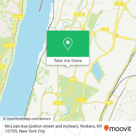 Mapa de McLean Ave (pelton street and mclean), Yonkers, NY 10705