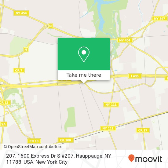 Mapa de 207, 1600 Express Dr S #207, Hauppauge, NY 11788, USA