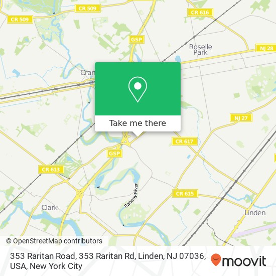 Mapa de 353 Raritan Road, 353 Raritan Rd, Linden, NJ 07036, USA