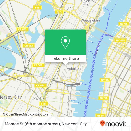 Mapa de Monroe St (6th monroe street), Hoboken, NJ 07030
