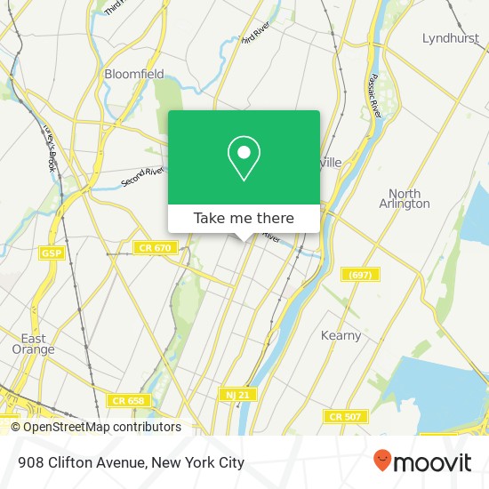 Mapa de 908 Clifton Avenue, 908 Clifton Ave, Newark, NJ 07104, USA