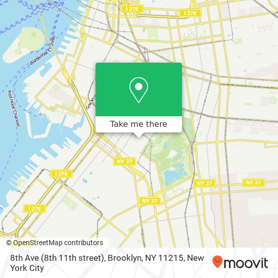 Mapa de 8th Ave (8th 11th street), Brooklyn, NY 11215