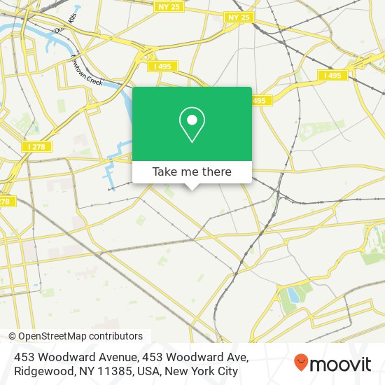 Mapa de 453 Woodward Avenue, 453 Woodward Ave, Ridgewood, NY 11385, USA