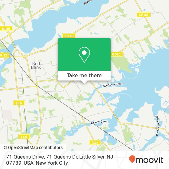 Mapa de 71 Queens Drive, 71 Queens Dr, Little Silver, NJ 07739, USA