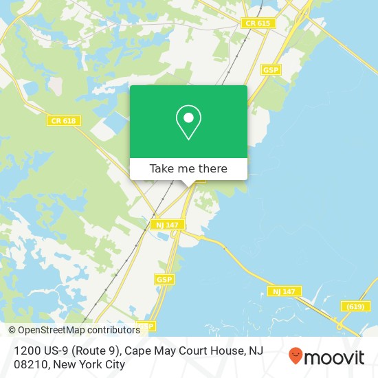 Mapa de 1200 US-9 (Route 9), Cape May Court House, NJ 08210