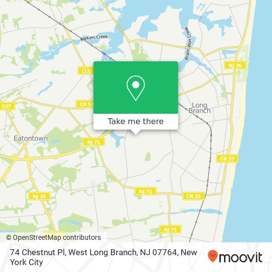 Mapa de 74 Chestnut Pl, West Long Branch, NJ 07764