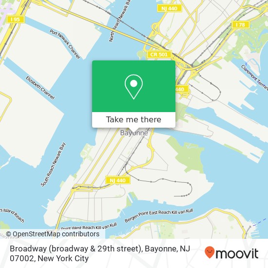 Mapa de Broadway (broadway & 29th street), Bayonne, NJ 07002
